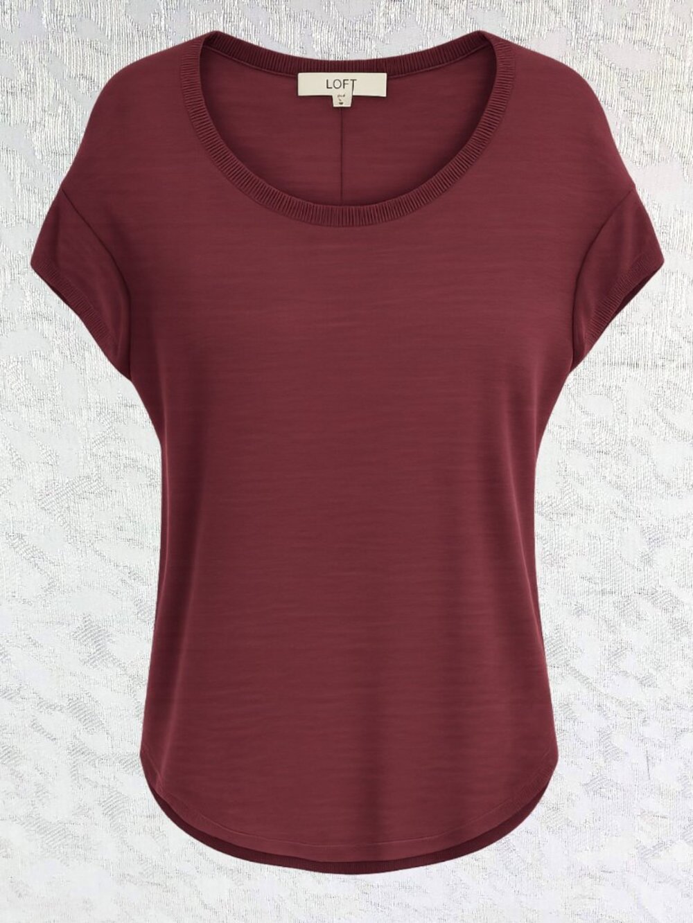 Ann Taylor LOFT Burgundy Sweater Tee Cap Sleeve Top 100% Cotton Size S